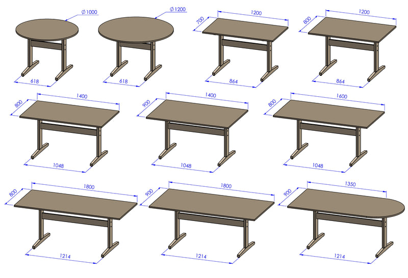 Bo spisebord 180x90 halv oval