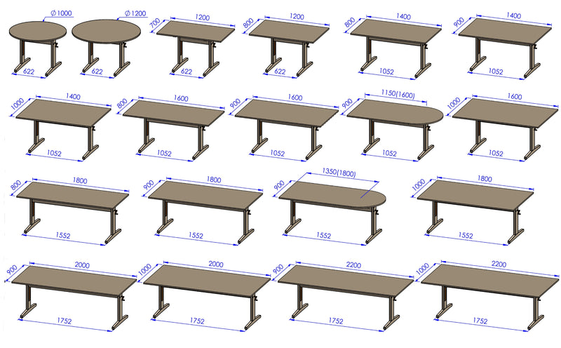 Bo spisebord 180x90 halv oval, justerbar