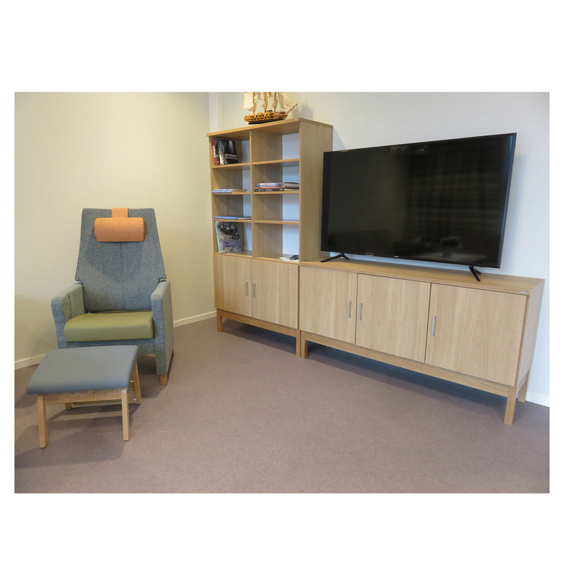 Cube sideboard 150-1, w/3 doors and 3 wooden shelves