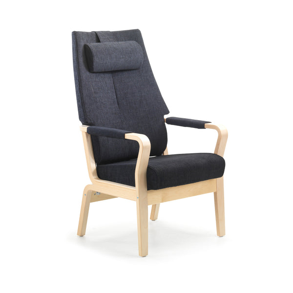 Duun high back chair w/static back, open armrests