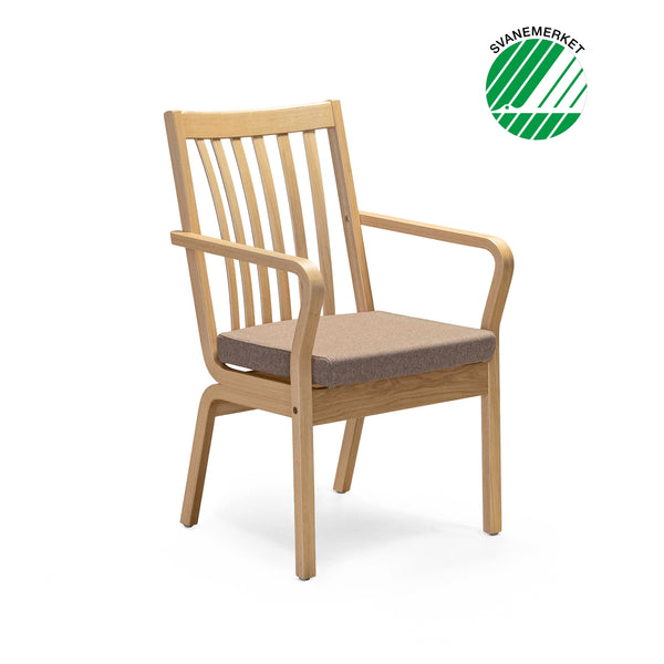 Duun stol m/spiler i rygg, m/armlen