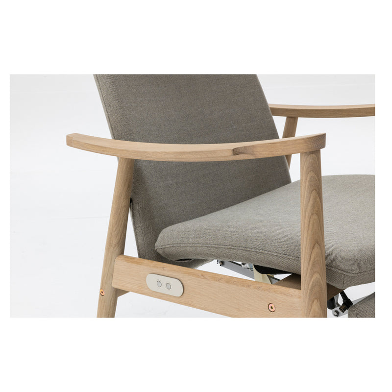 Nordia high backchair, motorized back and footrest, open armrest