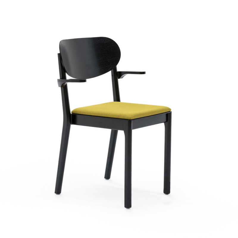 Svea stacking chair w/upholstered seat, w/armrest