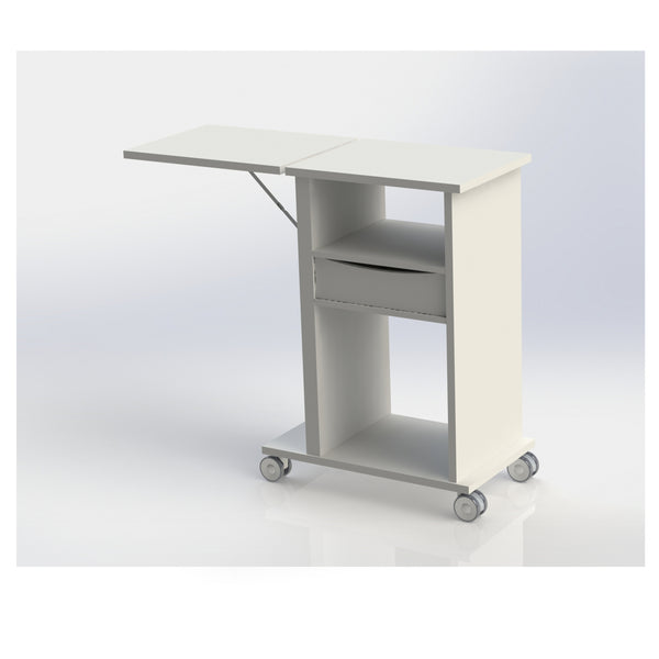 HM220 Bedside table w/Height-adjustable flap, drawer and wheels