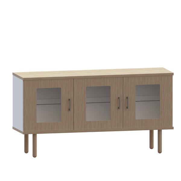 Cube sideboard 150-2, w/3 glass doors and 3 glass shelves