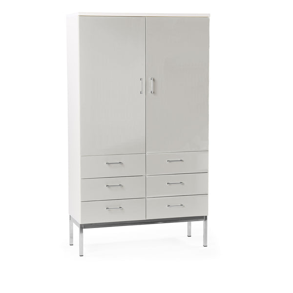 Cube high cabinet 100-3, w/2 doors, 6 wooden shelves, 6 drawers
