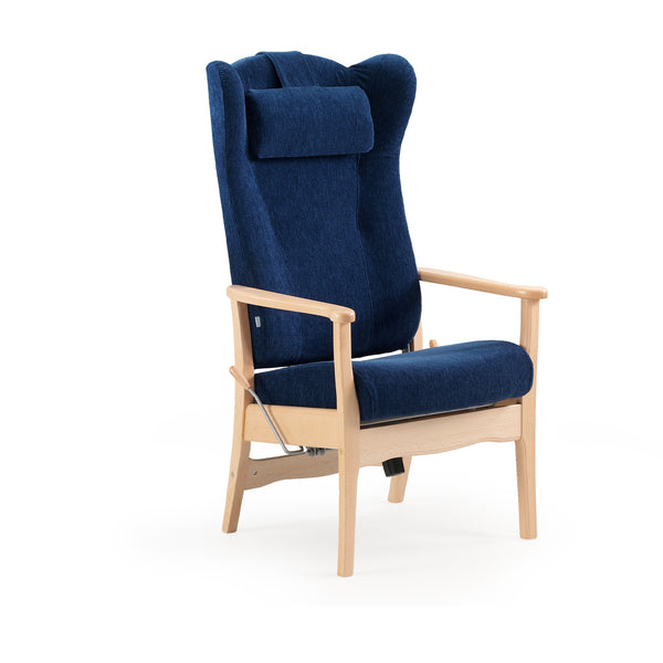 Ergo high back chair w/stepless adjustment, tilt function and open armrest