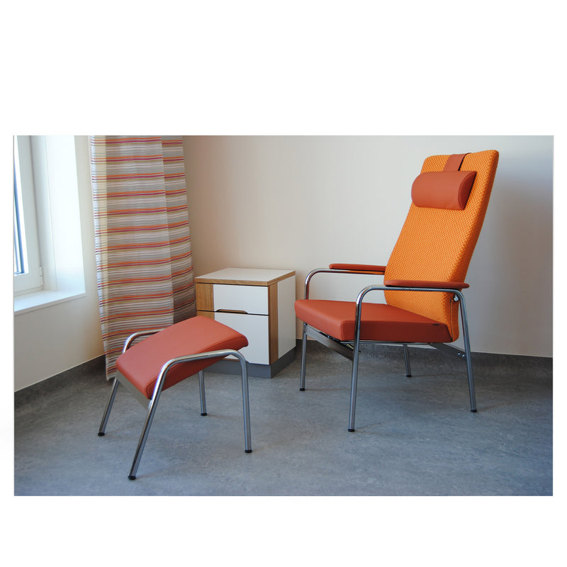 Gent high back chair w/stepless adjustment, open armrest