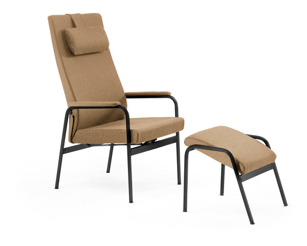 Gent high back chair w/stepless adjustment, open armrest