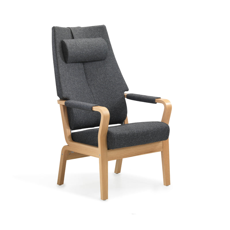 Duun high back chair w/static back, open armrests