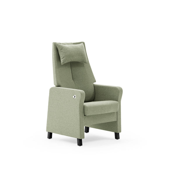 Duun high back chair w/stepless adjustment, upholstered armrest