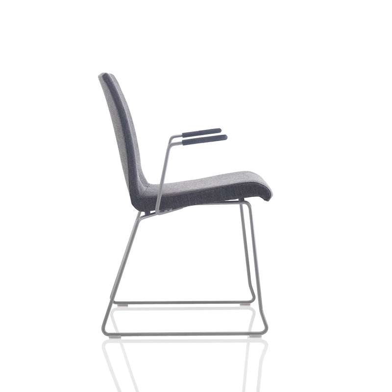 Lake 01 stackable chair w/armrest, upholstered, bolt base
