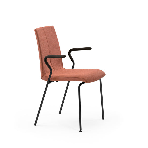 Lake 02 stackable chair w/armrest, upholstered, steel base