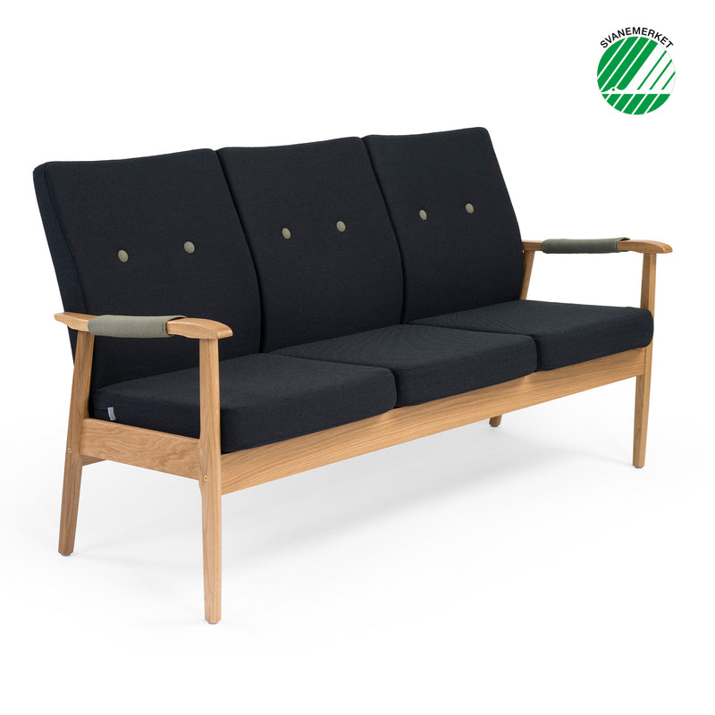 Pan 3-seater w/open armrests