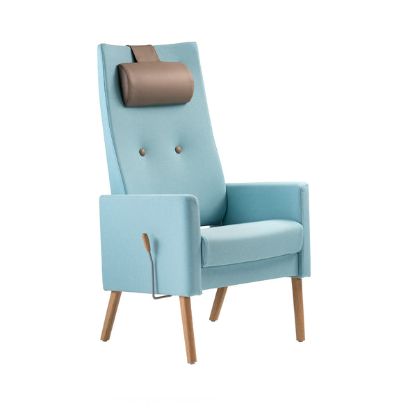 Pan high back chair w/stepless adjustment, upholstered armrest