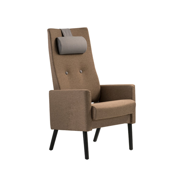 Pan high back chair w/static back, upholstered armrest