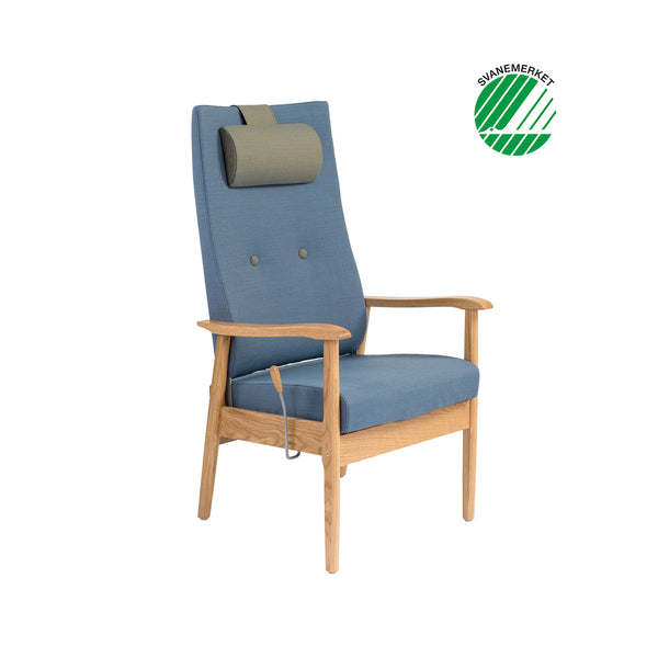 Pan high back chair w/stepless adjustment, open armrest