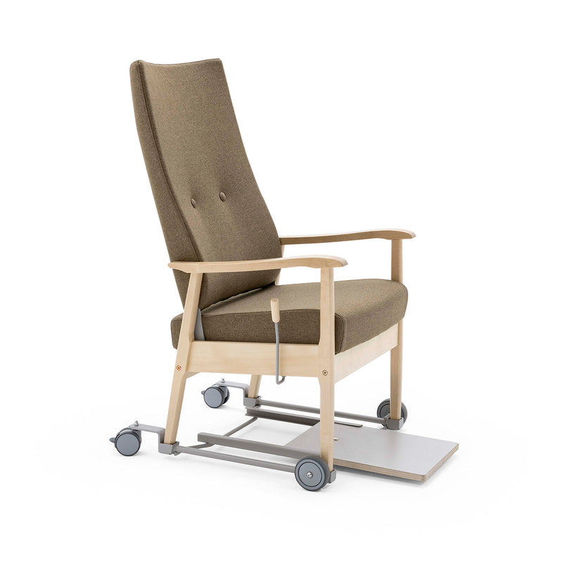 Pan high back chair trolley w/footrest for open armrest