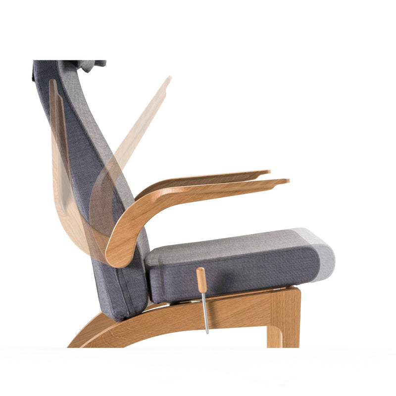 Fjording high back chair w/stepless adjustment, open armrest