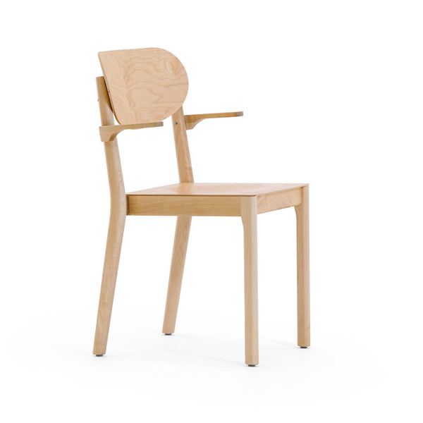 Svea stacking chair w/veneered seat and back, w/armrest